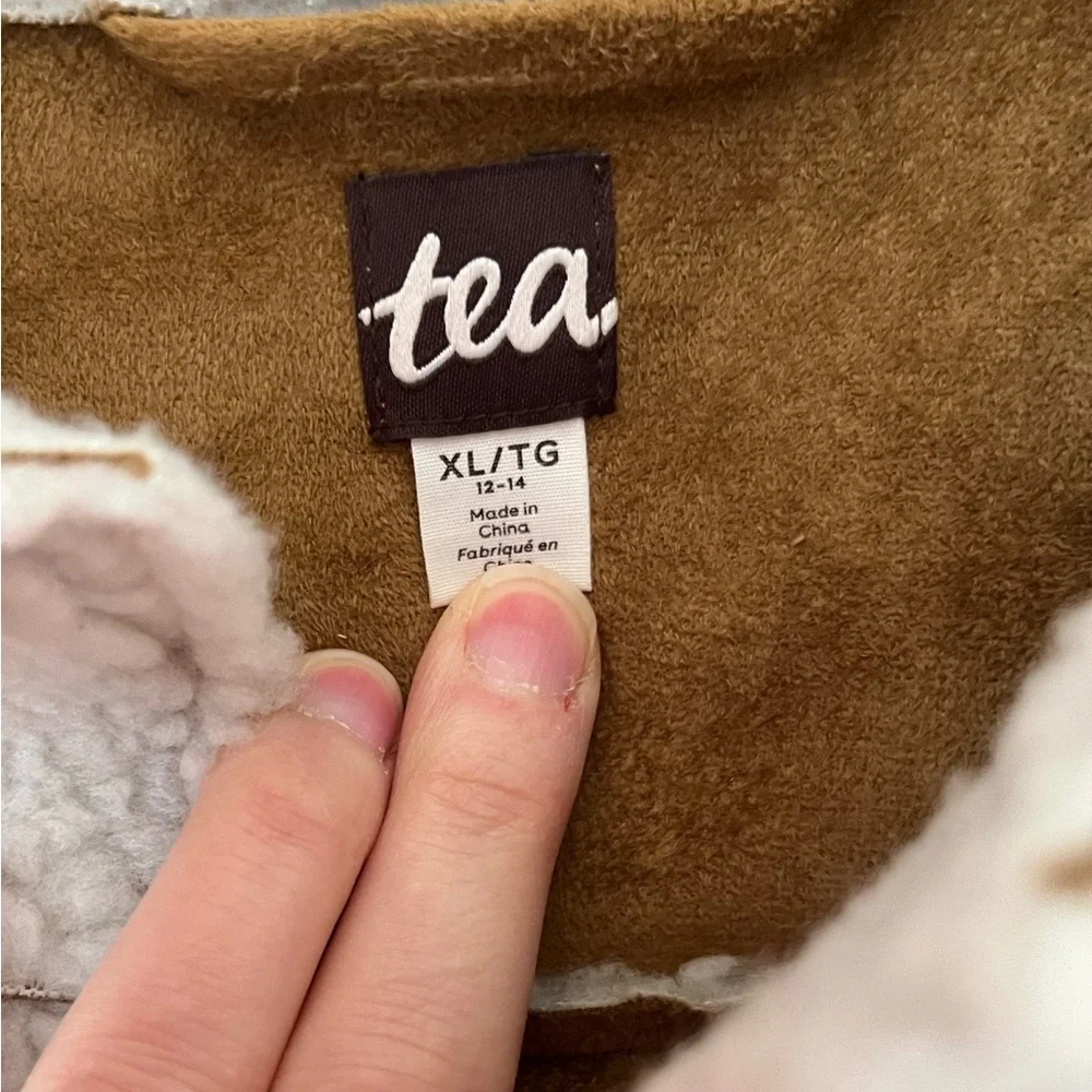 Tea Cream Sherpa Trucker Jacket, Sz XL (12-14)